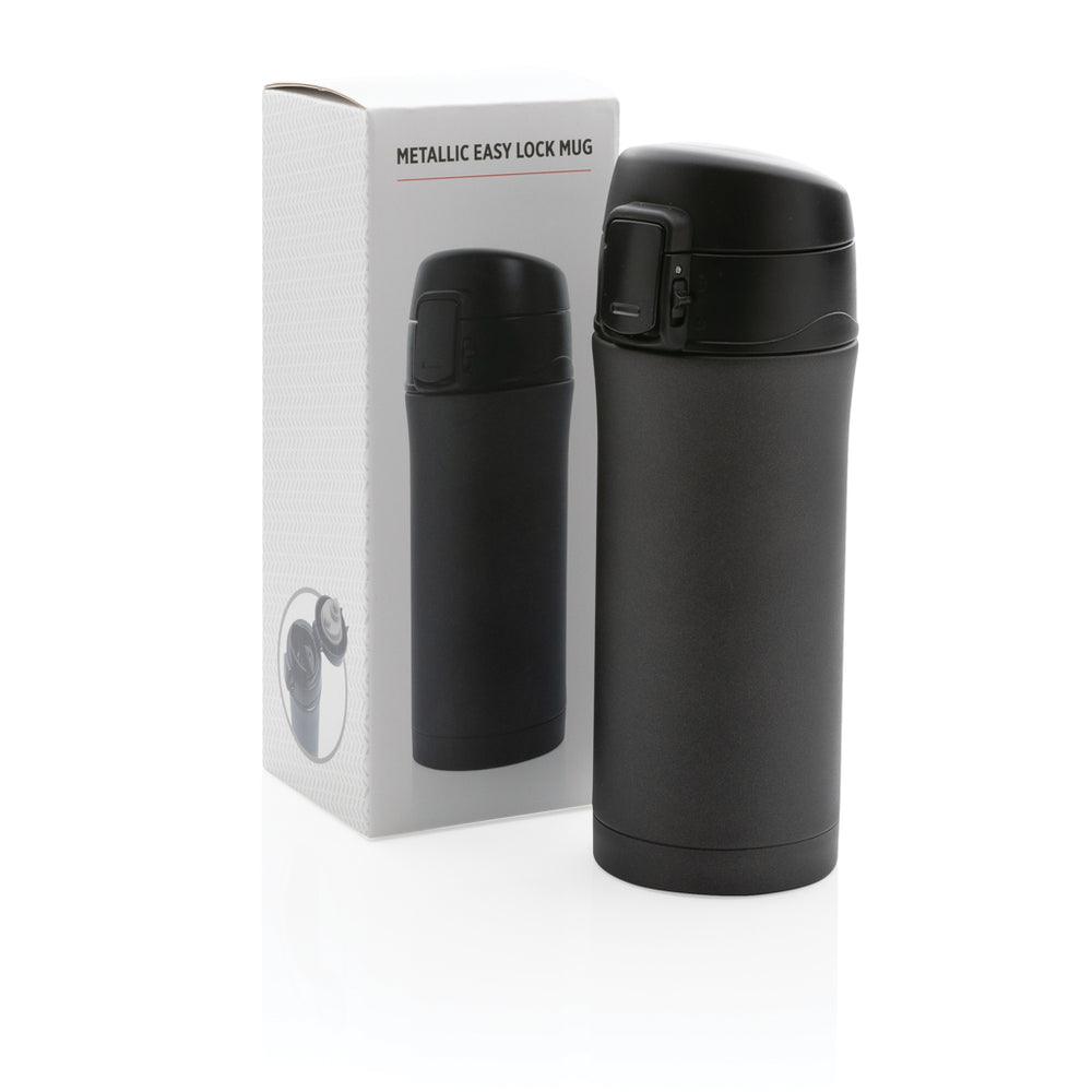 Branded Metallic easy lock vacuum mug