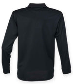 Henbury Unisex Long Sleeve Coolplus® Piqué Polo Shirt Black