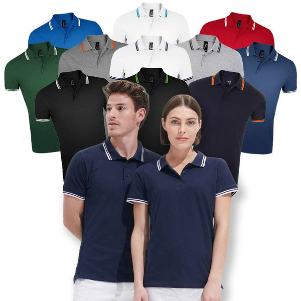 SOL'S Pasadena Tipped Cotton Piqué Polo Shirt French Navy/White