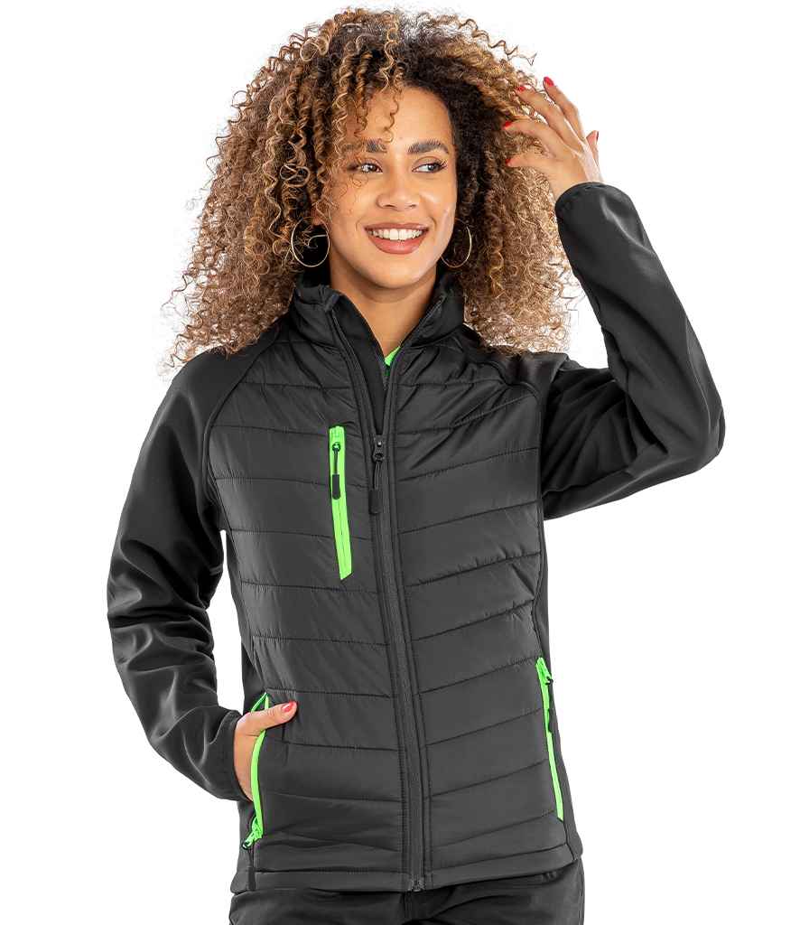 Result Genuine Recycled Compass Padded Jacket Black/Lime Green