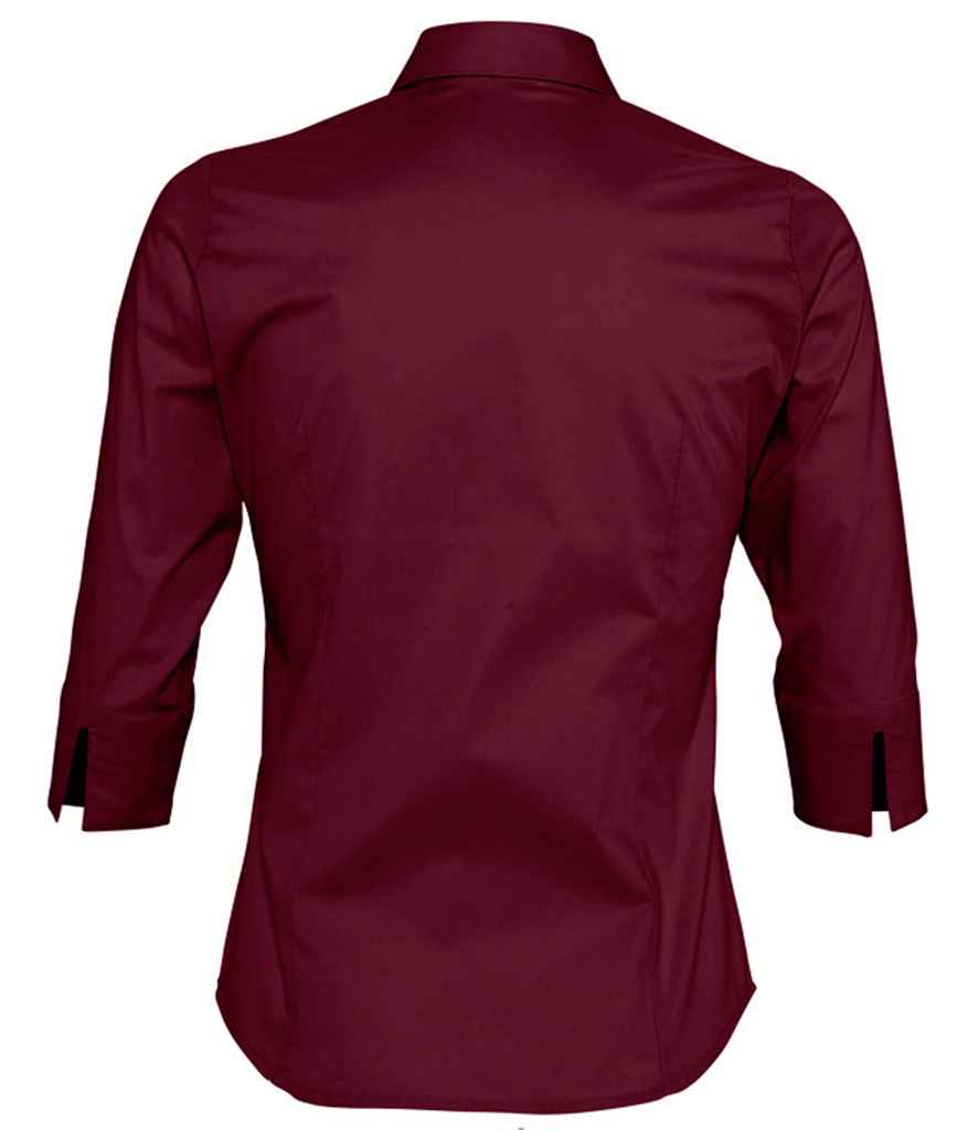 SOL'S Ladies Effect 3/4 Sleeve Fitted Shirt Burgundy