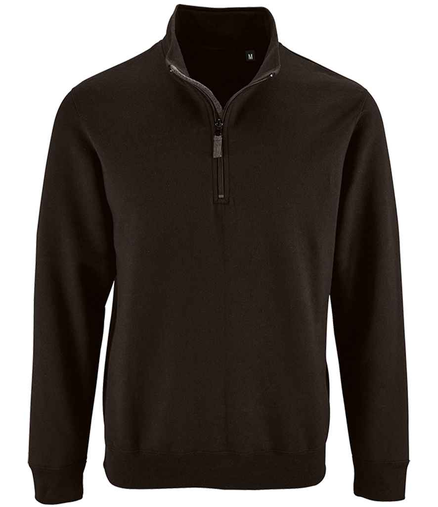 SOL'S Stan Contrast Zip Neck Sweatshirt Black