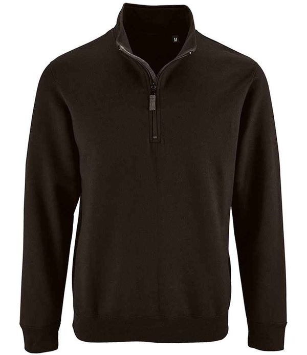SOL'S Stan Contrast Zip Neck Sweatshirt Black