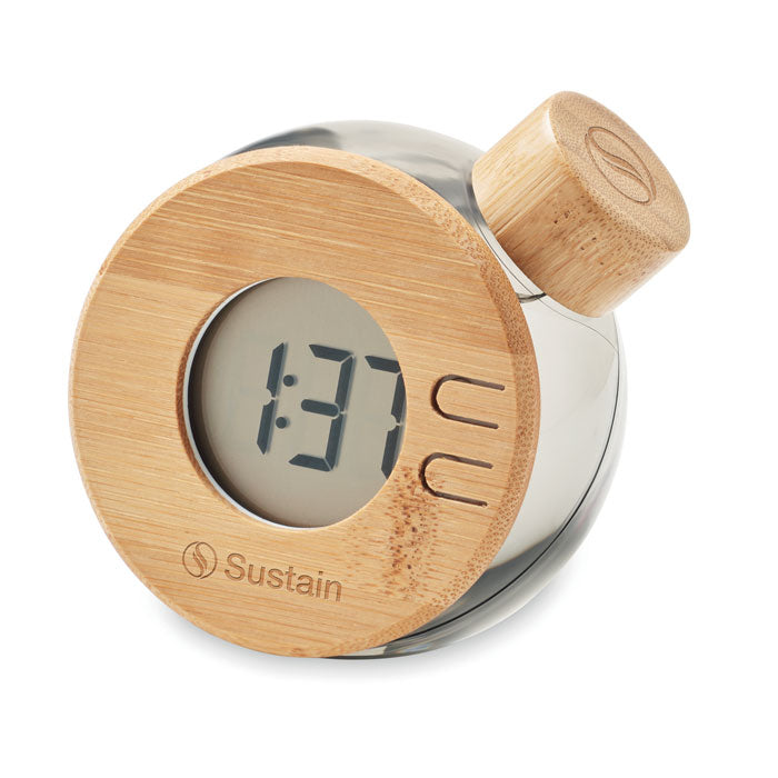 Branded Water powered bamboo LCD clock