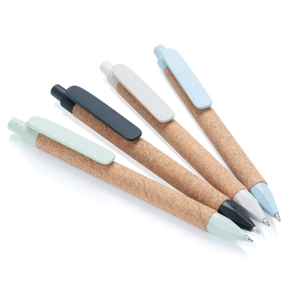 Branded Write wheatstraw and cork pen