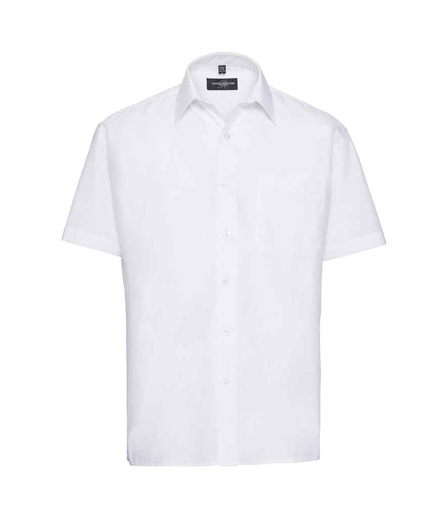 Russell Collection Short Sleeve Easy Care Poplin Shirt White