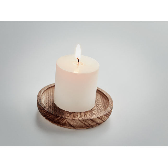 Branded Candle on round wooden base