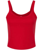 Bella Ladies Micro Rib Spaghetti Strap Tank Top Solid Red Blend