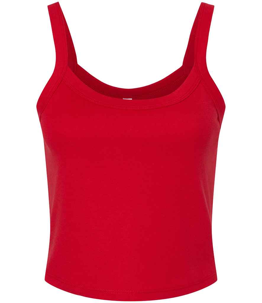 Bella Ladies Micro Rib Spaghetti Strap Tank Top Solid Red Blend