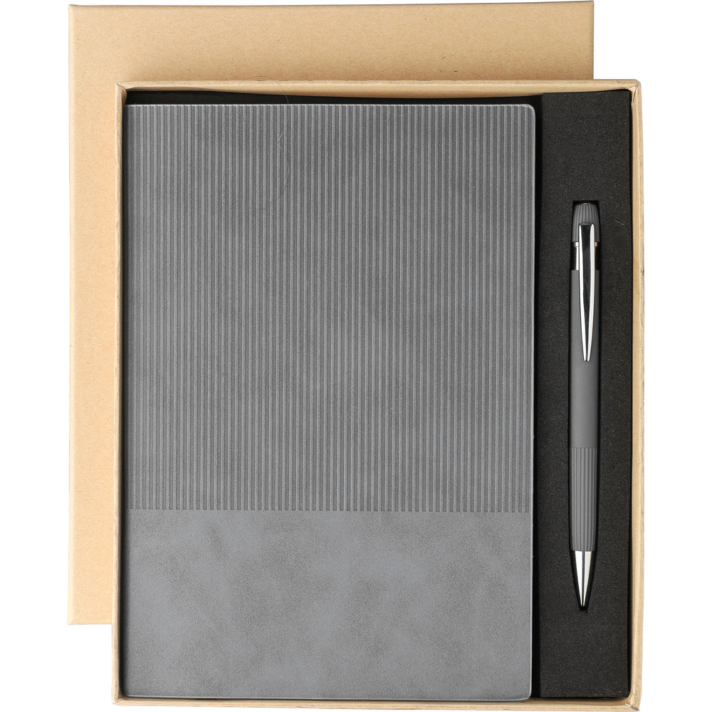 The Tarek - Recycled PU notebook with ballpen gift set (approx. A5)