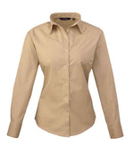 Premier Ladies Long Sleeve Poplin Blouse Khaki