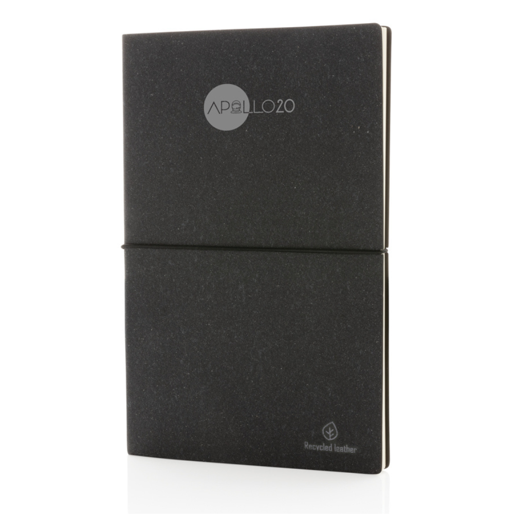 Branded A5 recycled leather notebook