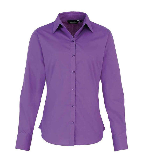 Premier Ladies Long Sleeve Poplin Blouse Rich Violet