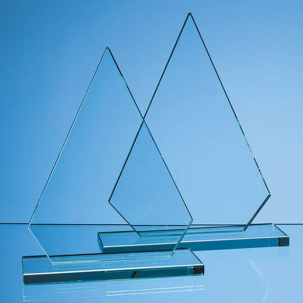 Branded 26.5cm x 18.5cm x 12mm Jade Glass Peak Award
