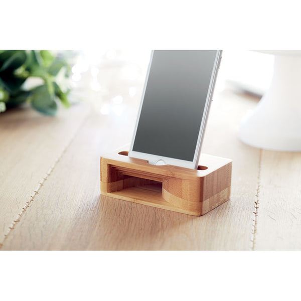 Branded Bamboo phone stand-amplifier