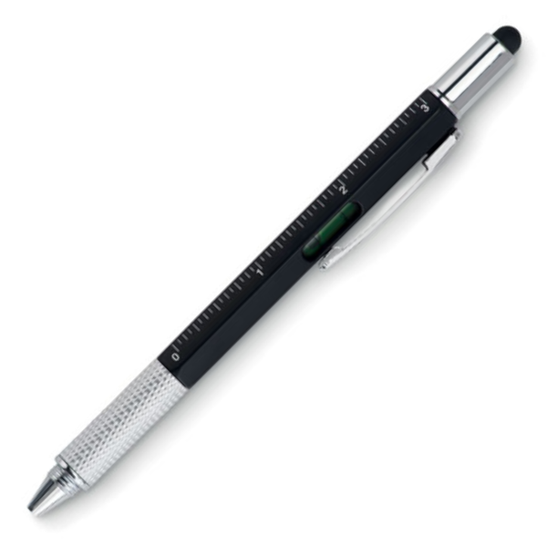 Spirit level pen with ruler