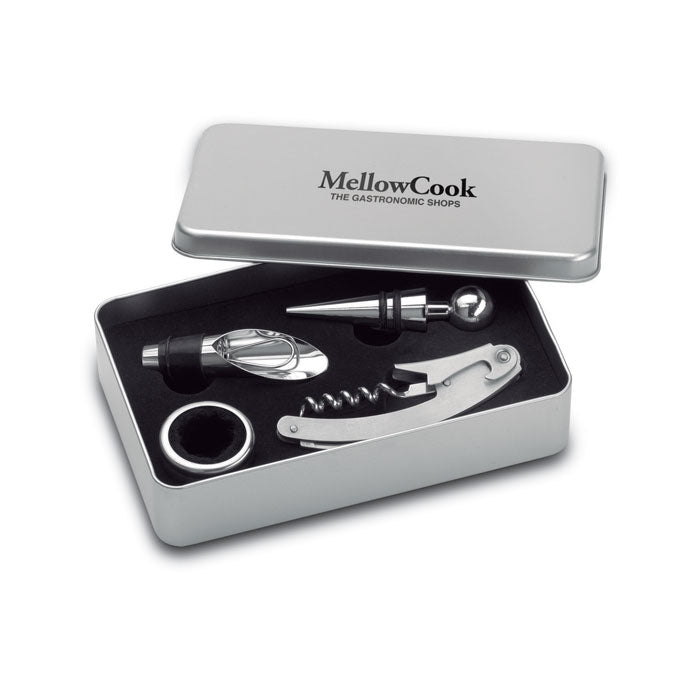 Wine set in tin box
