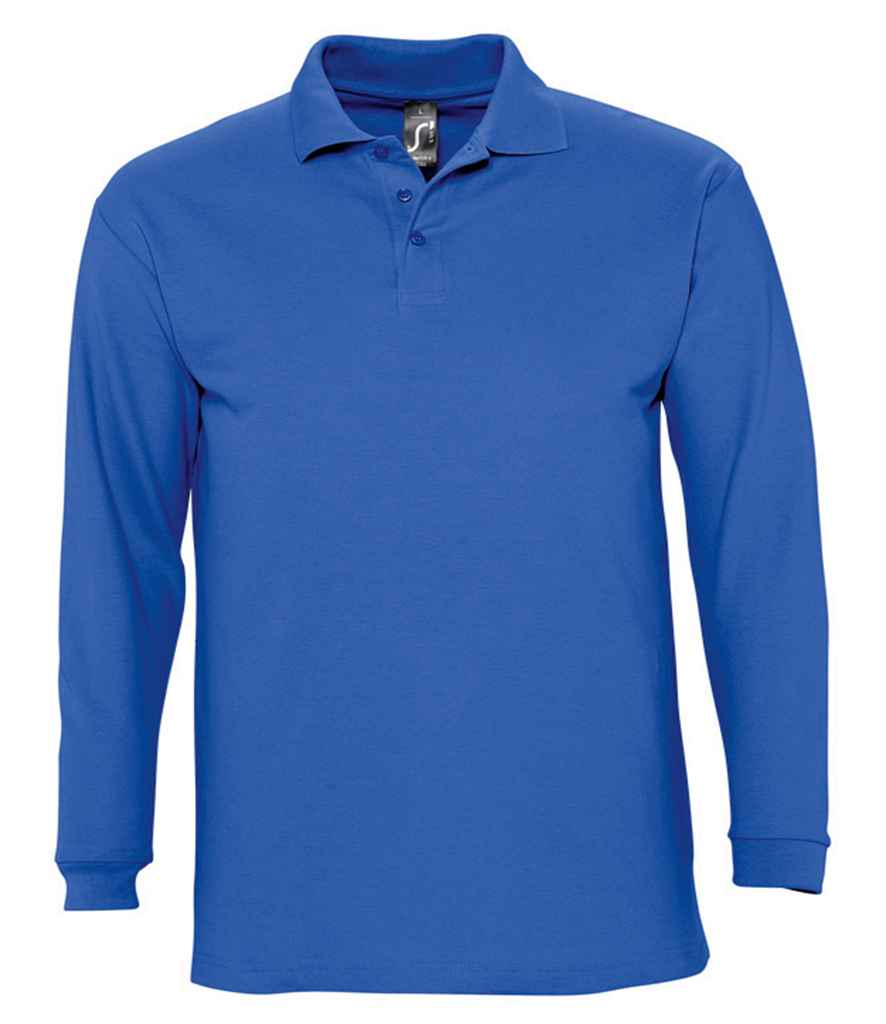 SOL'S Winter II Long Sleeve Cotton Piqué Polo Shirt Royal Blue