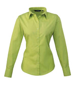 Premier Ladies Long Sleeve Poplin Blouse Lime Green