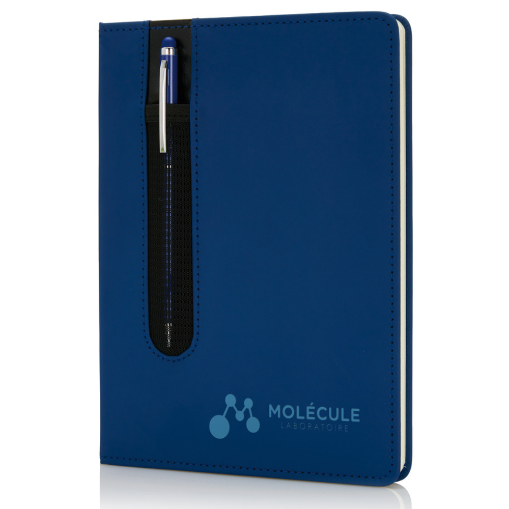 Branded Standard hardcover PU A5 notebook with stylus pen