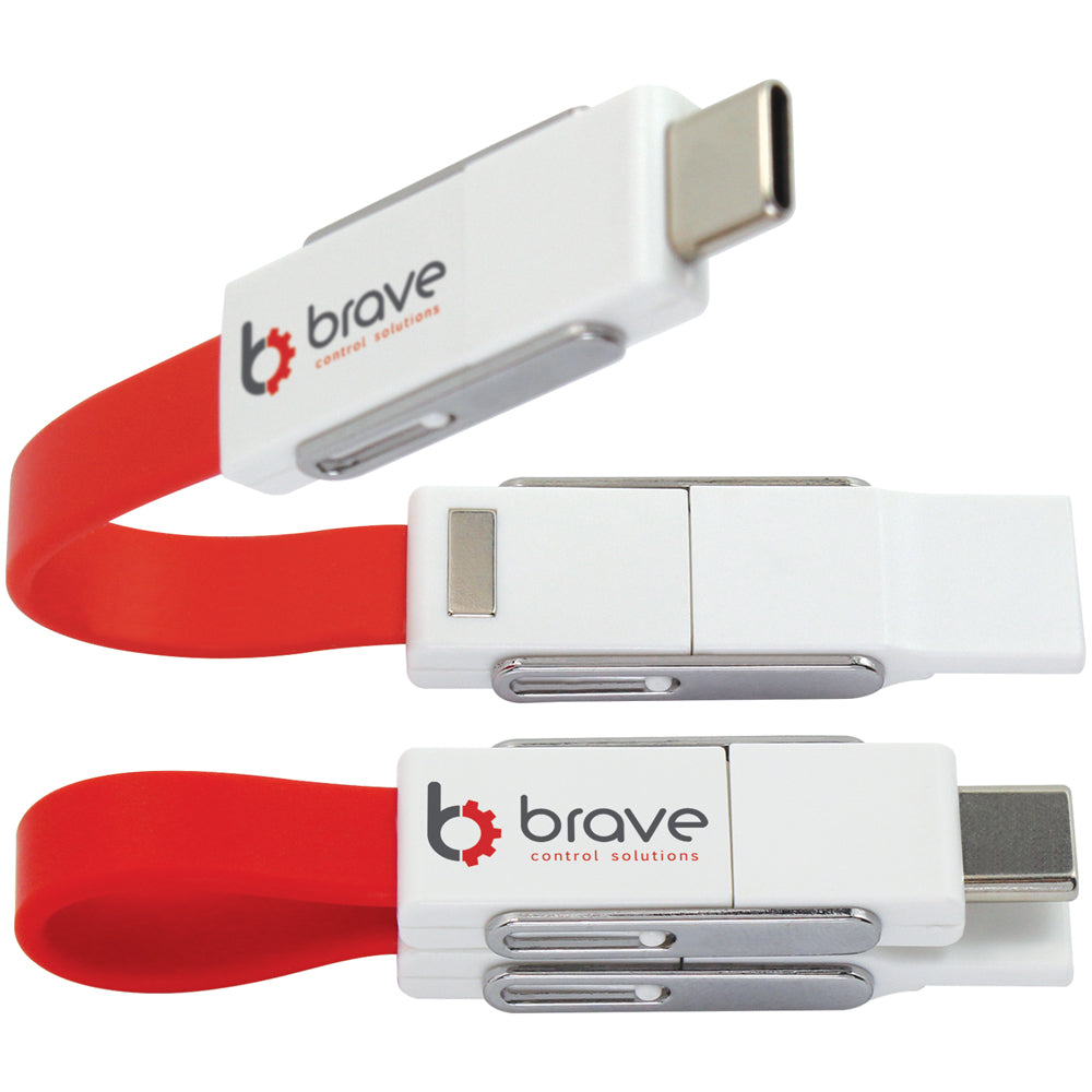 Magnetic Slide USB Cable Keyring - 3-in-1
