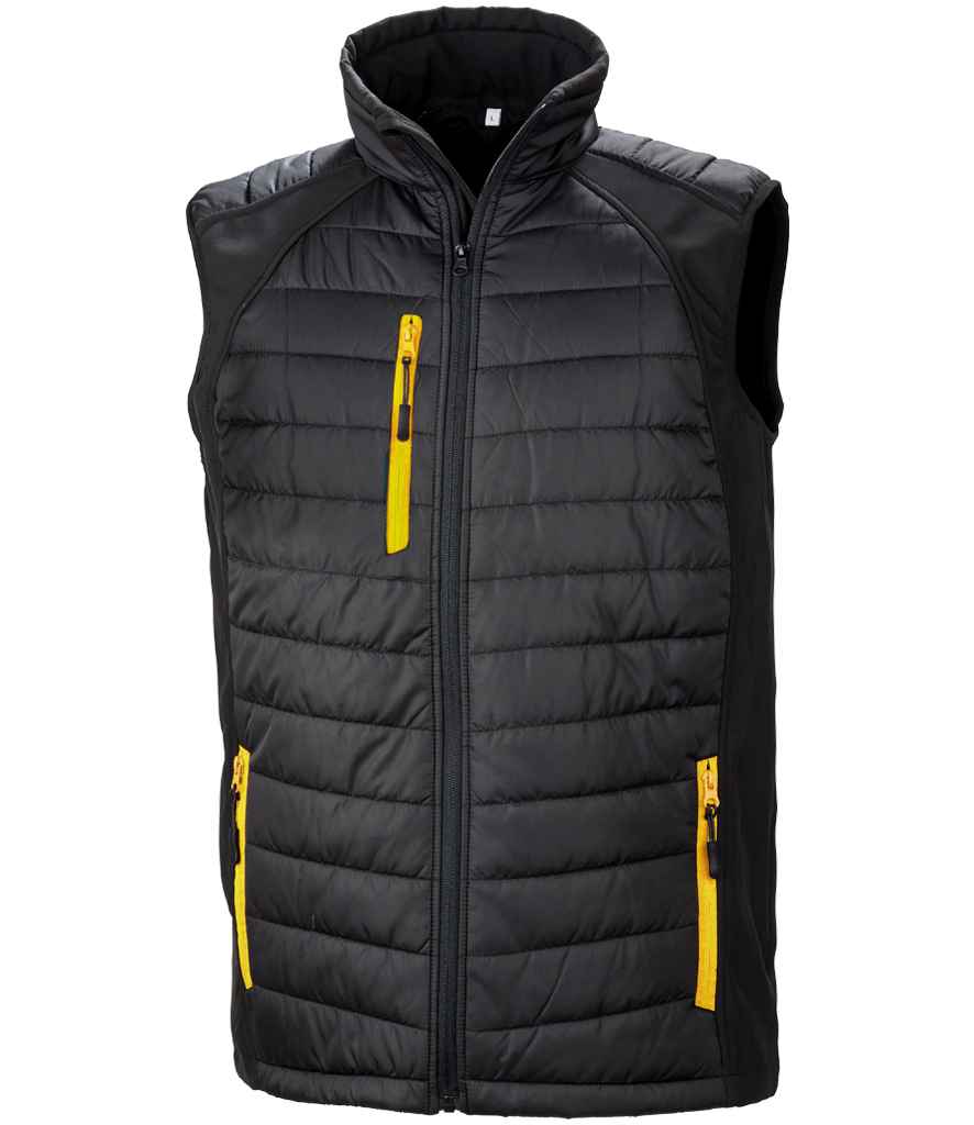 Result Genuine Recycled Compass Padded Gilet Black/Yellow