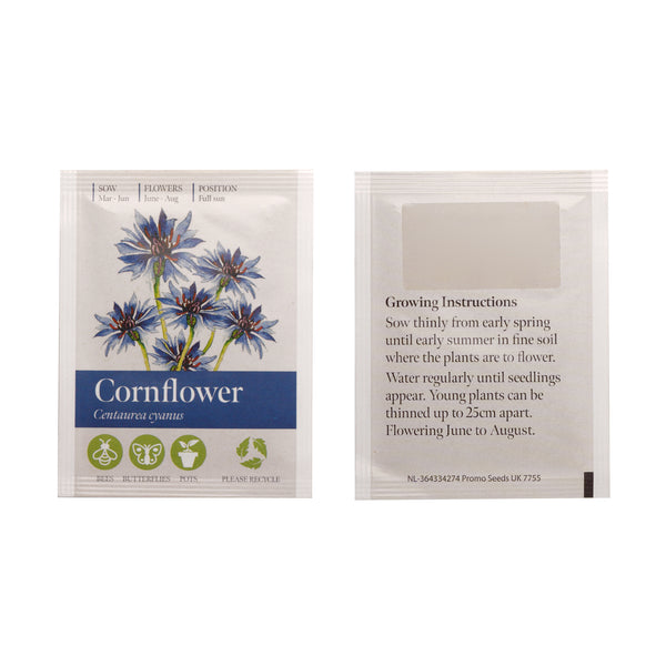 Seed Packet with Sticker to back Corn Flower