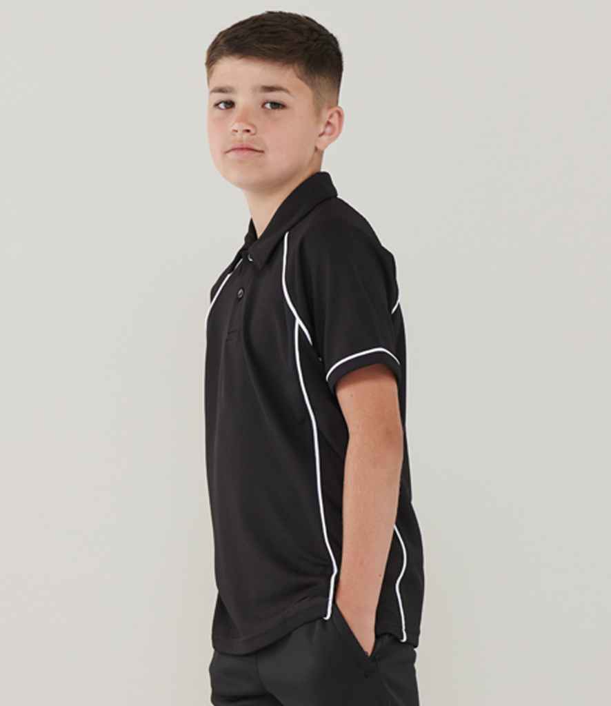 Finden + Hales Kids Performance Piped Polo Shirt Black/White