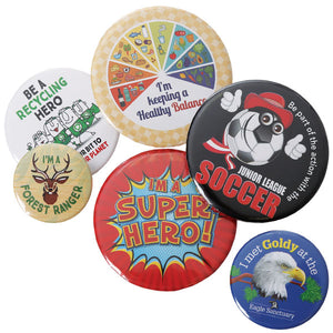 76mm Diameter Button Badges with Pin or Safety Back