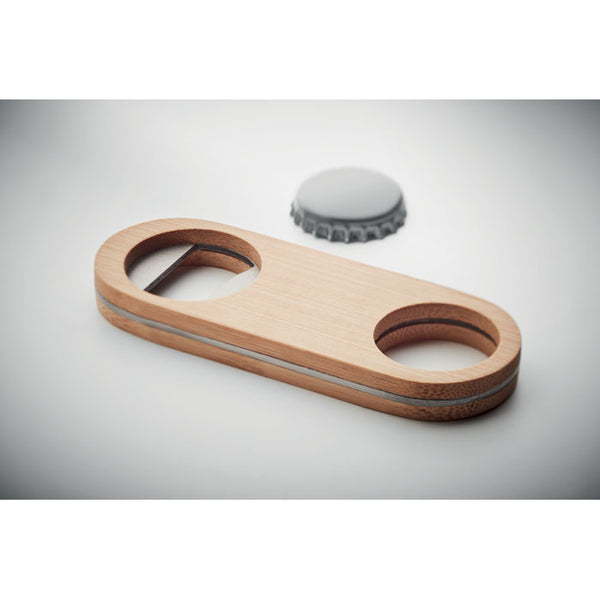 Branded Oval Bamboo bottle opener