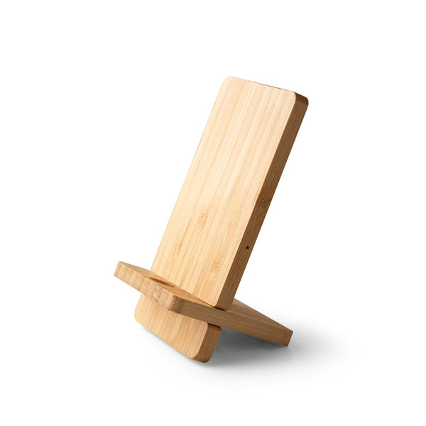 LANGE. Wireless charger and bamboo smartphone holder