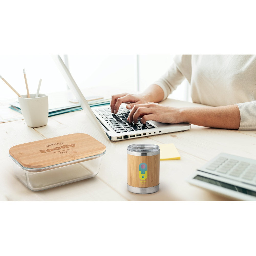 PORTOBELLO. Lunch Box. Hermetic box in borosilicate glass and bamboo lid 1000 mL