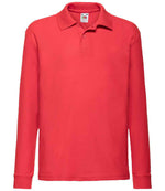 Fruit of the Loom Kids Long Sleeve Poly/Cotton Piqué Polo Shirt Red