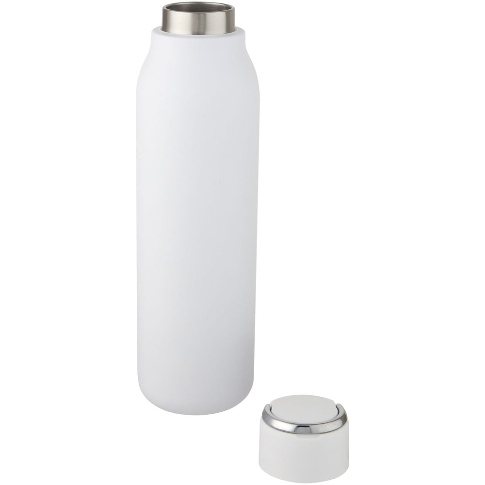 Branded Marka 600 ml copper vacuum insulated bottle with metal loop