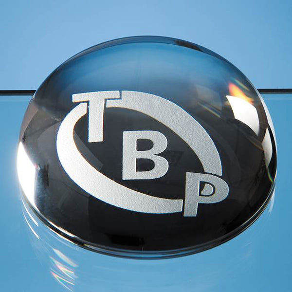 Branded 9cm Optical Crystal Dome Paperweight