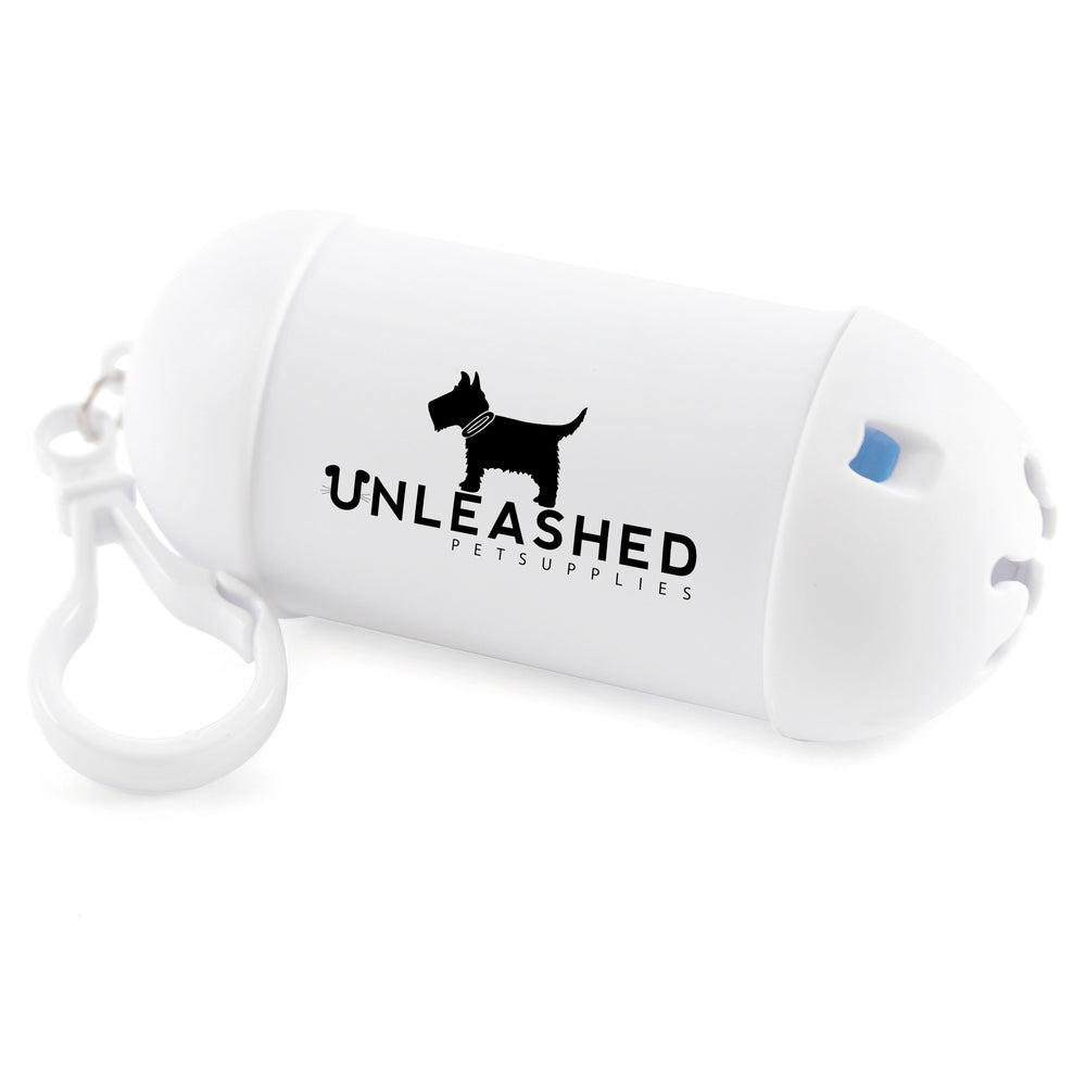 Branded Pooch PP plastic waste bag dispenser with White hook