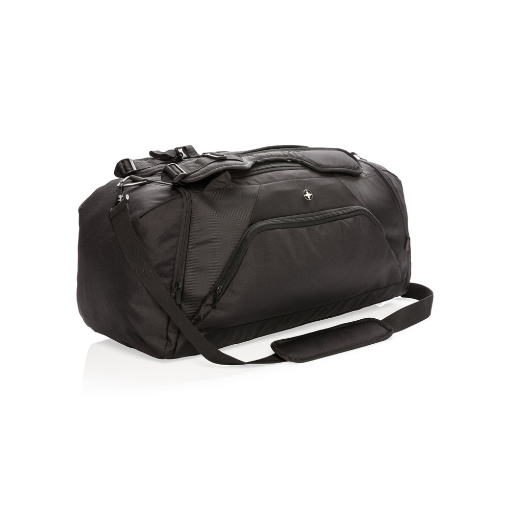 Branded Swiss Peak RFID sports duffel & backpack