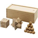 Branded Brainiac 3-piece wooden brain teaser set