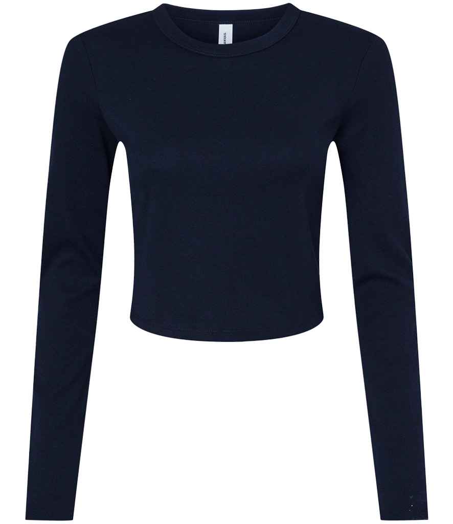 Bella Micro Rib Long Sleeve Baby T-Shirt Solid Navy Blend