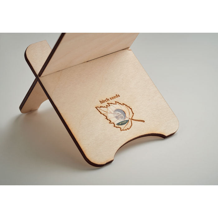 Wood phone stand with Seeds