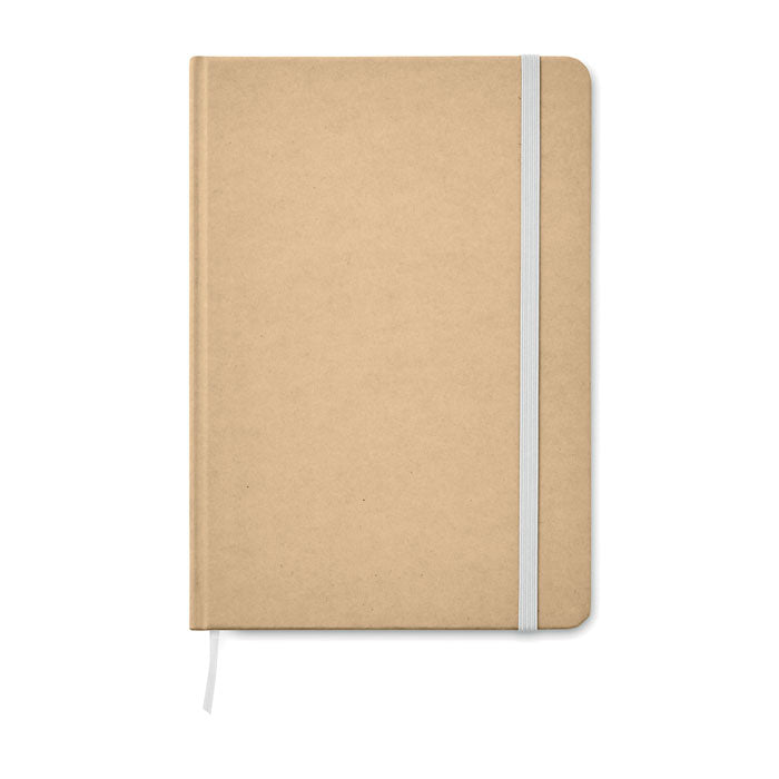 Branded A5 recycled notebook 80 lined with elastic strap