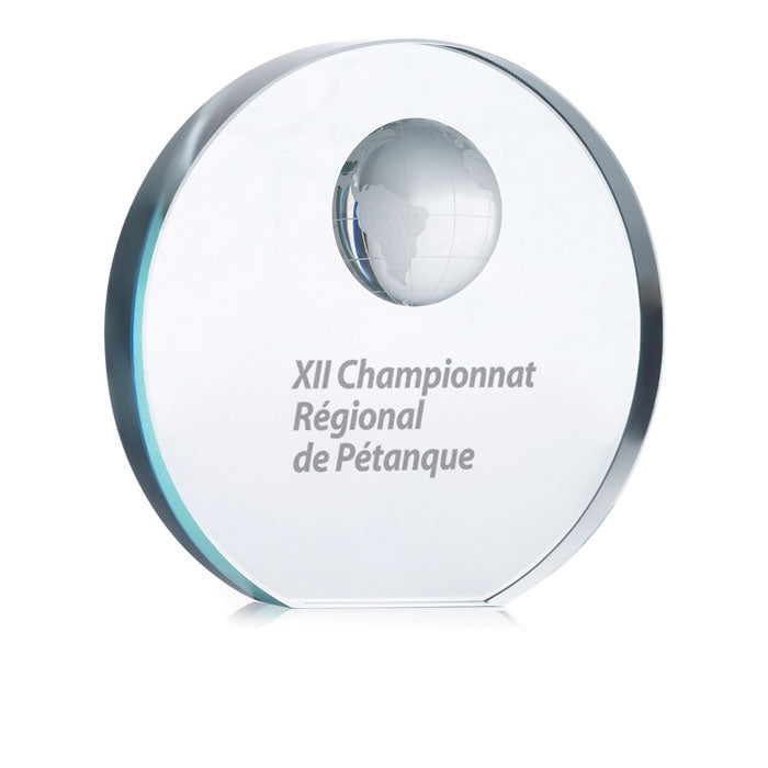 Branded Globe glass trophy