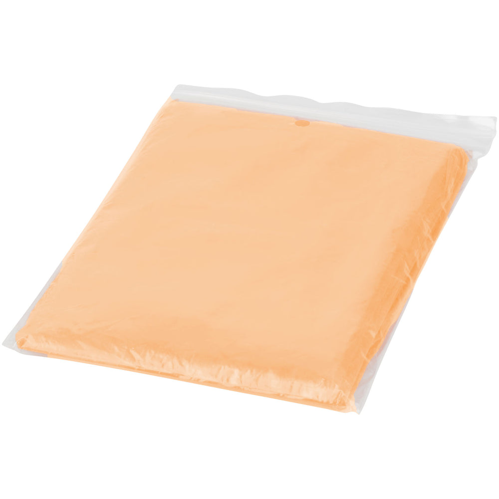 Branded Ziva disposable rain poncho with storage pouch