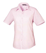Premier Ladies Short Sleeve Poplin Blouse Pink