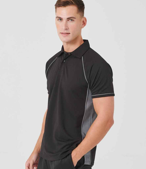 Finden + Hales Performance Piped Polo Shirt Black/Grey