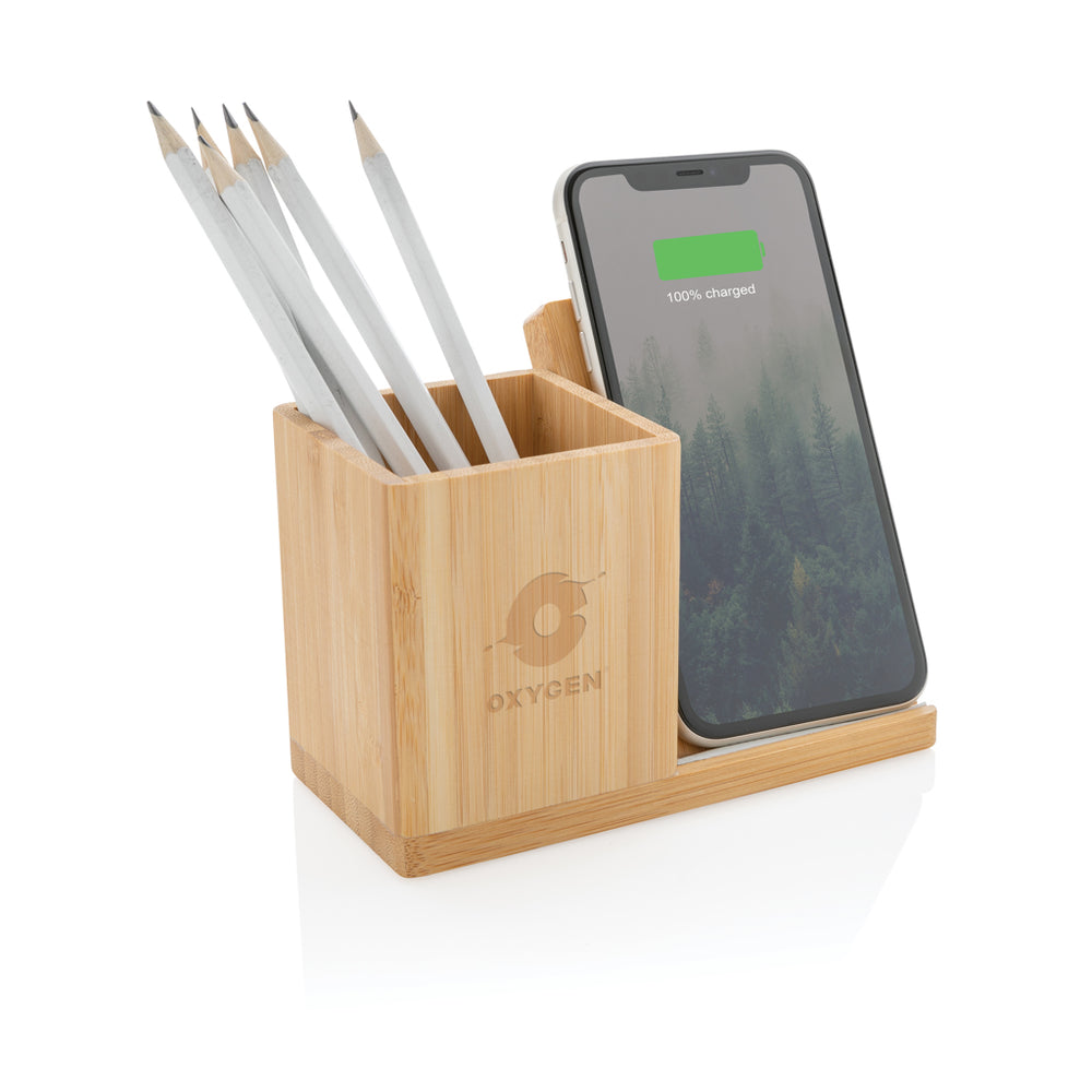 Branded Calgary bamboo 10W wireless charger
