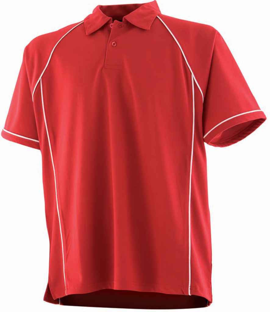 Finden + Hales Performance Piped Polo Shirt Red/White