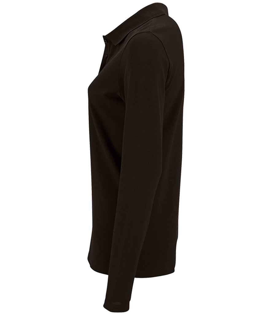 SOL'S Ladies Perfect Long Sleeve Piqué Polo Shirt Black