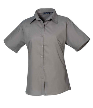 Premier Ladies Short Sleeve Poplin Blouse Dark Grey