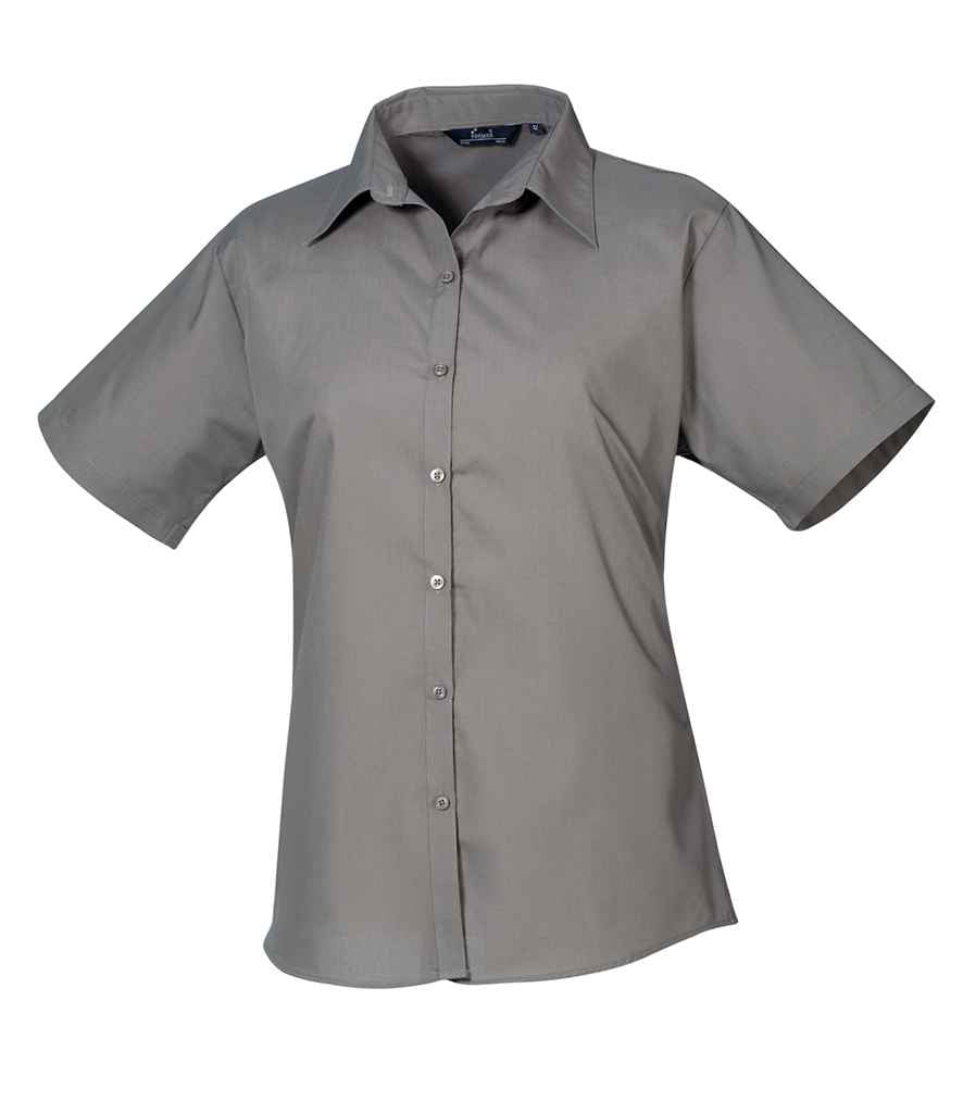 Premier Ladies Short Sleeve Poplin Blouse Dark Grey